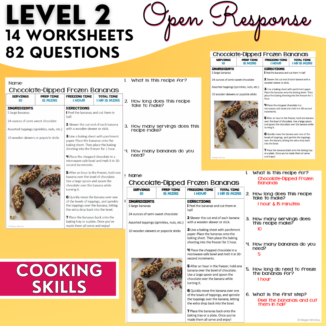 Summer Recipes - Cooking Activities & Worksheets - Reading - ESY & EYP