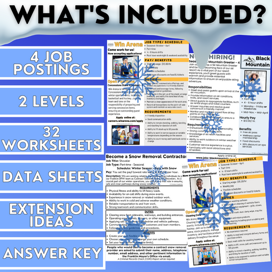 Winter Job Postings - Functional Reading - Vocational Activities - Worksheets