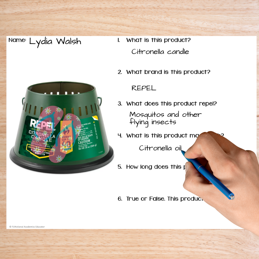 Summer Product Labels 1 - Functional Reading - Life Skills - EYP & ESY