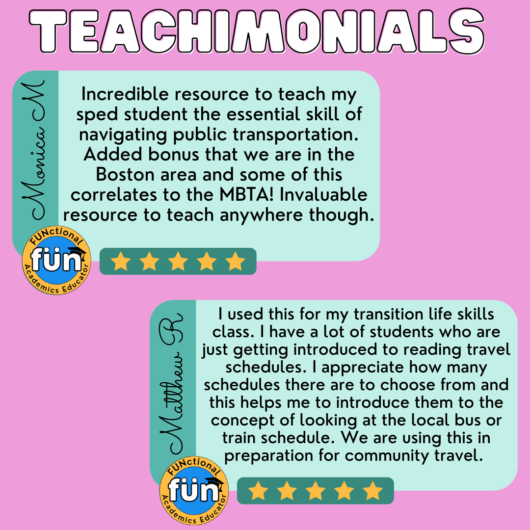 Bus & Train Schedules BUNDLE - Life Skills - Vocational - Special Education