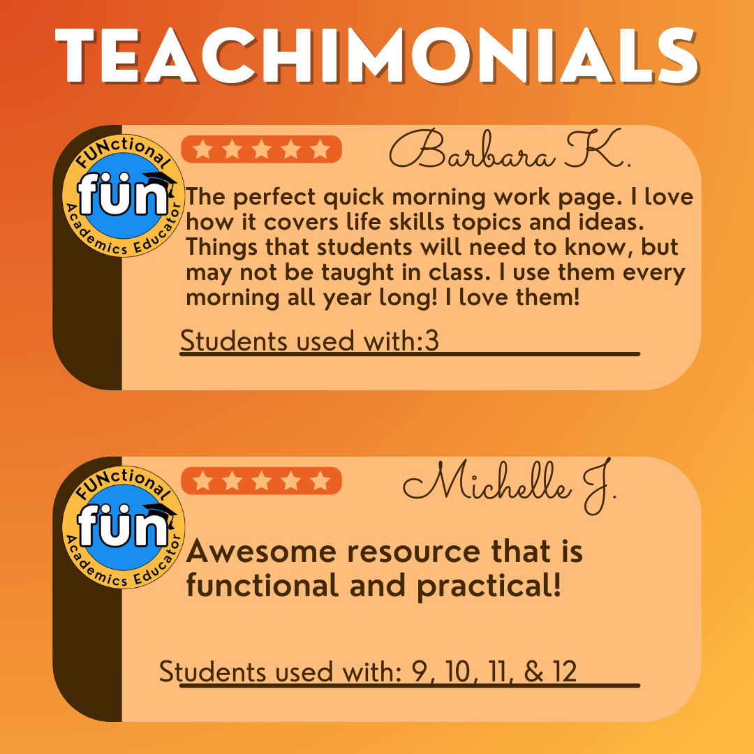 November Life Skills Morning Work - Thanksgiving-Themed - Special Education