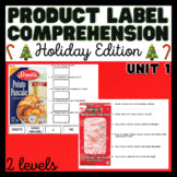 Product Label Comprehension - HOLIDAY EDITION - Special Education