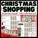 Christmas Shopping Task Cards/ Worksheets  - Money Math - Dollar Up