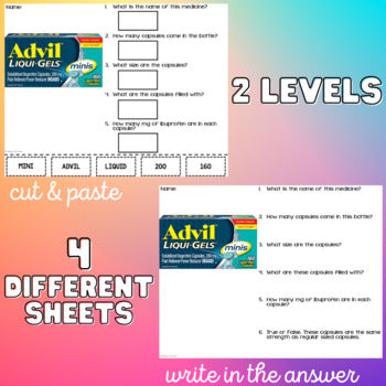 Reading Medicine Labels - FREEBIE - Functional Text - Life Skills - 2 Levels