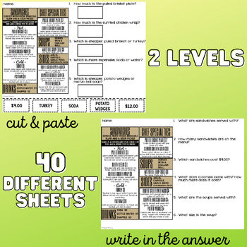 Understanding Menus Unit 1 - Reading Menus & Menu Math - Life Skills
