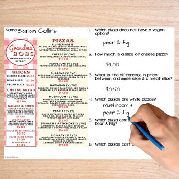 Understanding Menus Unit 1 - Reading Menus & Menu Math - Life Skills
