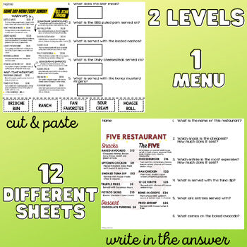 Understanding Menus FREEBIE - Reading Menus & Menu Math - Life Skills