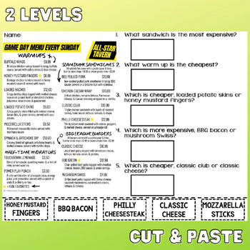 Understanding Menus FREEBIE - Reading Menus & Menu Math - Life Skills