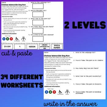 Functional Text - Website Comprehension Unit 2 - Reading - Life Skills