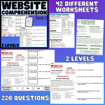 Functional Text - Website Comprehension BUNDLE - Reading - Life Skills