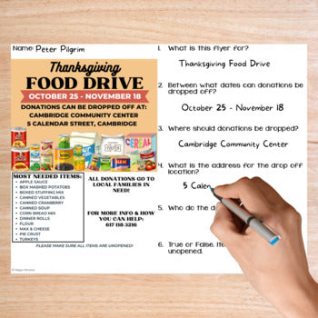 Thanksgiving Functional Texts 1 - Real-World Reading