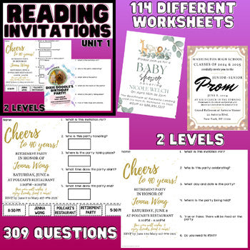 Reading Invitations BUNDLE - Functional Reading - Life Skills