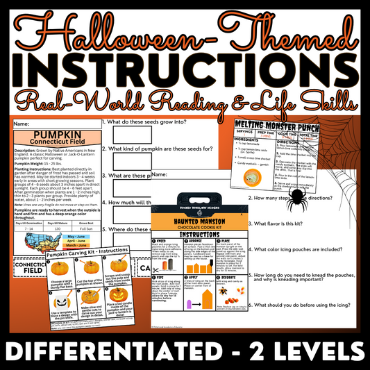 Halloween-Themed Instructions - Functional Reading - Life Skills