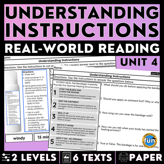 Understanding Instructions 4 - Real-World Reading & Comprehension Worksheets