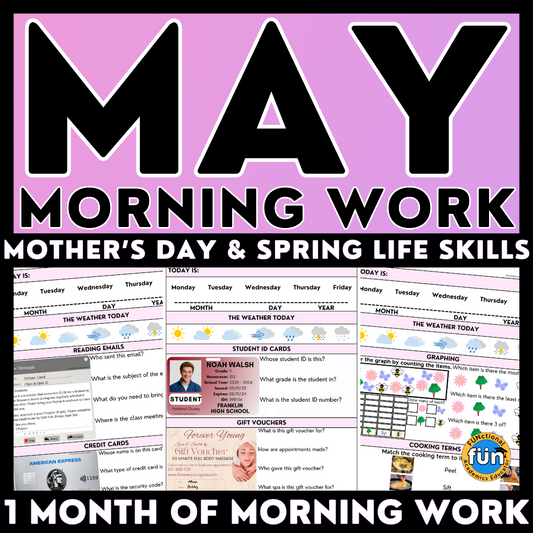 May Morning Work - Mother's Day & Spring Life Skills - Special Ed Worksheets