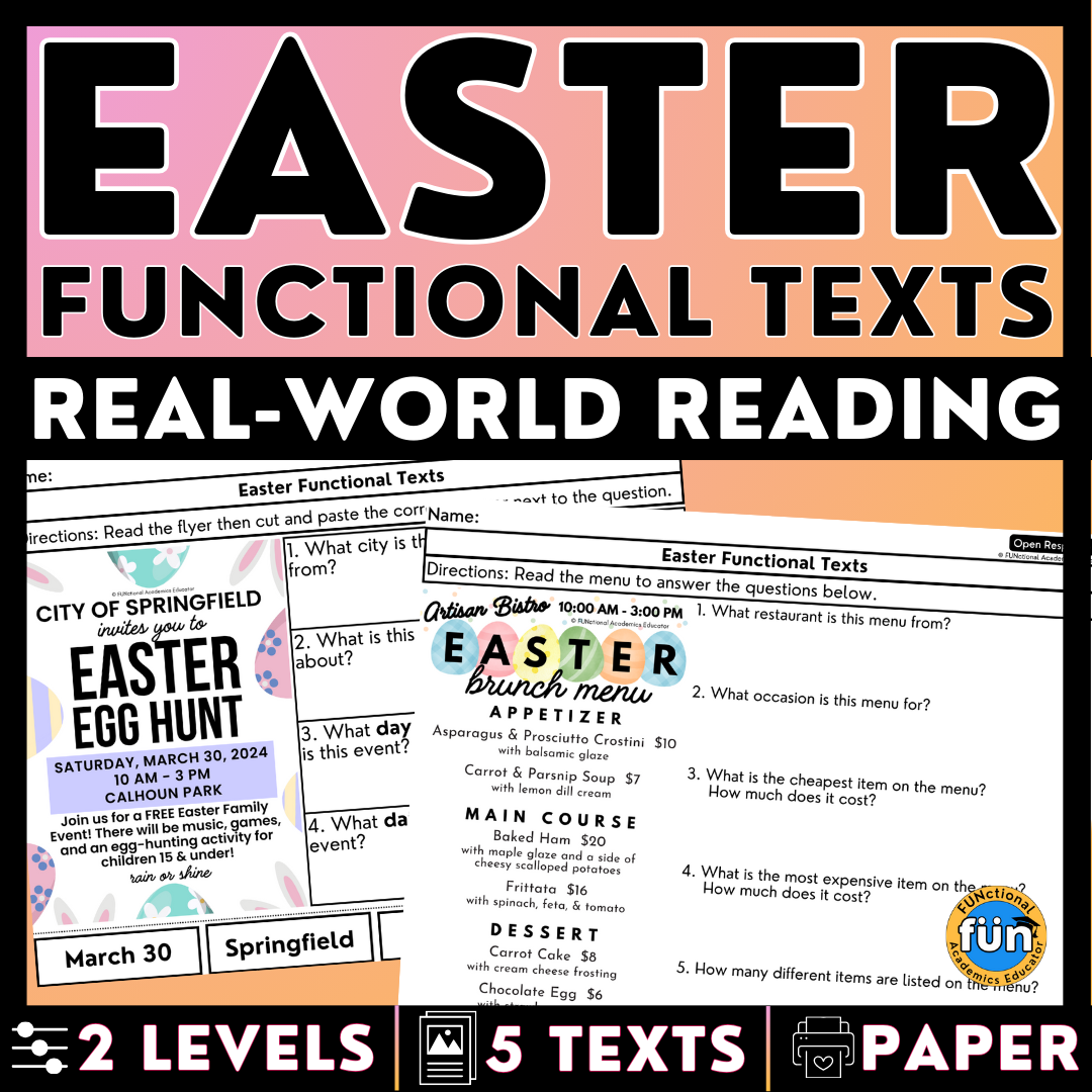 Easter Funtional Texts - Real-World Reading & Comprehension Worksheets