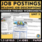 Summer Job Postings 2 - Reading Job Descriptions - Vocational Skills Worksheets