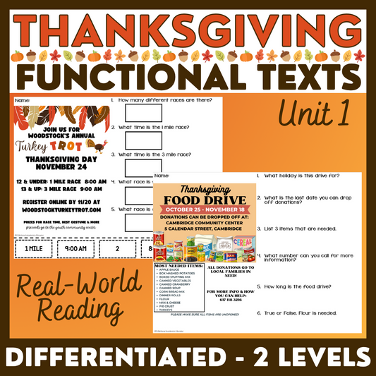 Thanksgiving Functional Texts 1 - Real-World Reading
