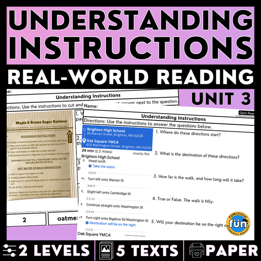 Understanding Instructions 3 - Real-World Reading & Comprehension Worksheets