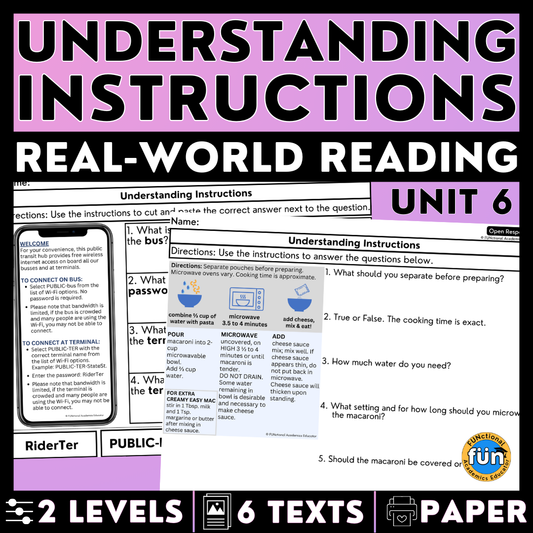 Understanding Instructions 6 - Real-World Reading & Comprehension Worksheets