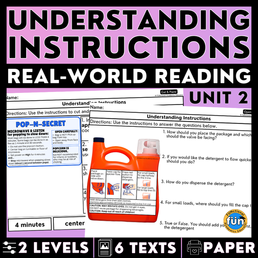 Understanding Instructions 2 - Real-World Reading & Comprehension Worksheets