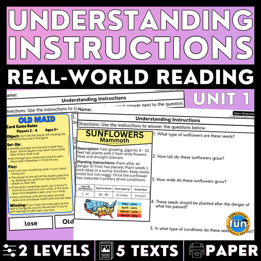 Understanding Instructions 1 - Real-World Reading & Comprehension Worksheets