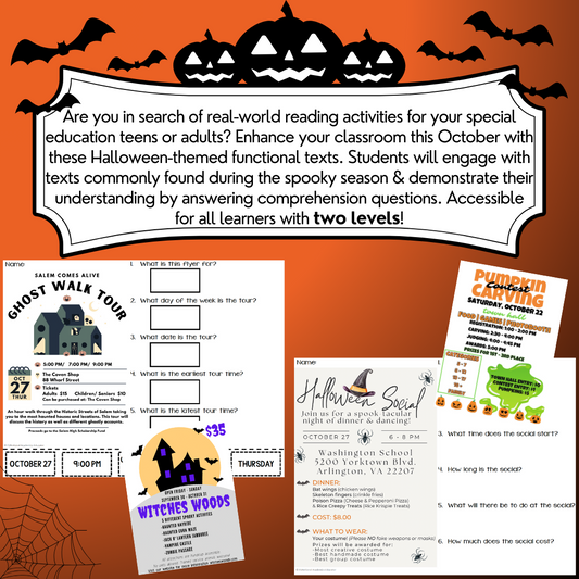 Halloween-Themed Functional Texts - Real-World Reading - Unit 1