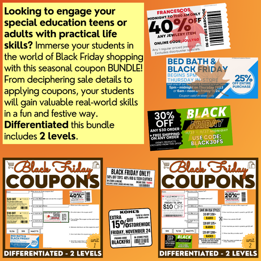 Black Friday Coupons BUNDLE - Functional Reading - Life Skills