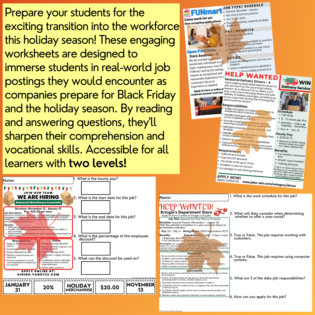 Black Friday Job Postings - Functional Reading - Vocational