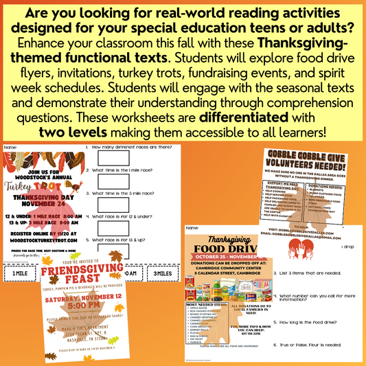 Thanksgiving Functional Texts 1 - Real-World Reading