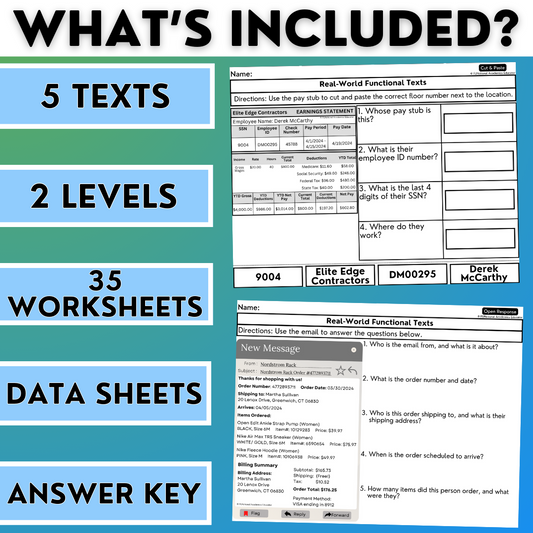 Real-World Functional Texts & Documents 3 - Reading & Comprehension Worksheets