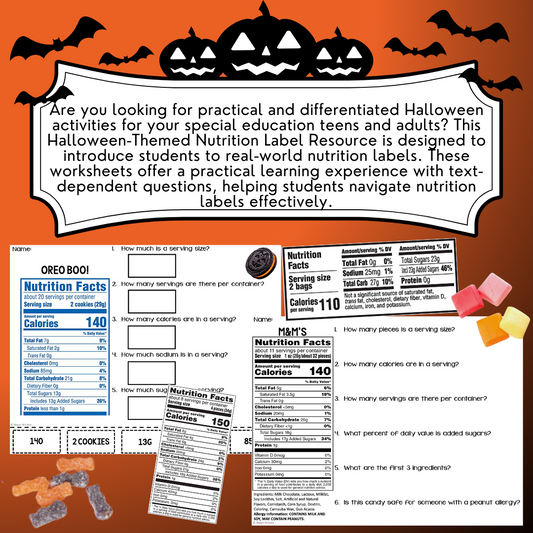 Halloween-Themed Nutrition Labels - Real-World Reading & Life Skills