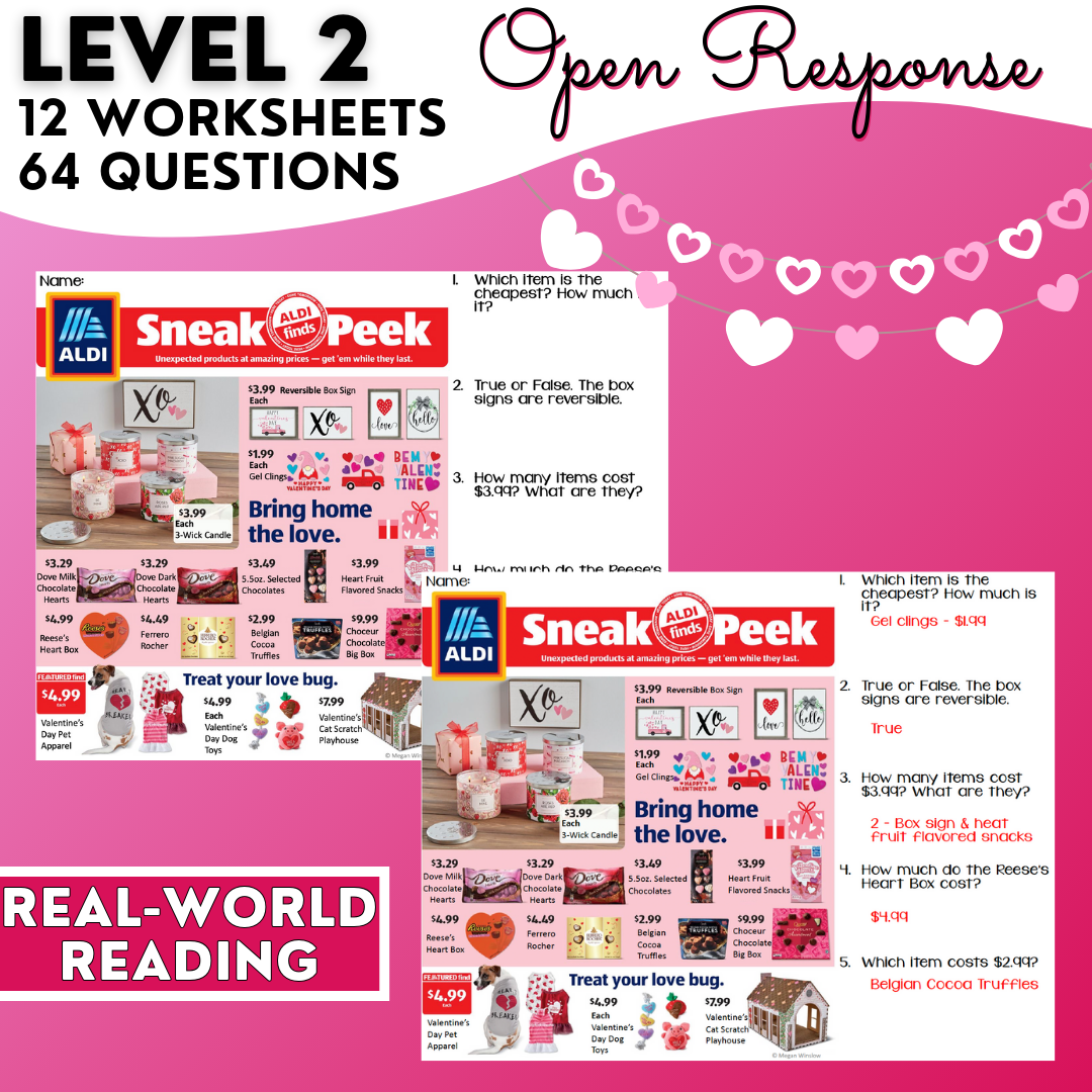 Valentine's Day Advertisements - Reading Store Flyers - Functional Text