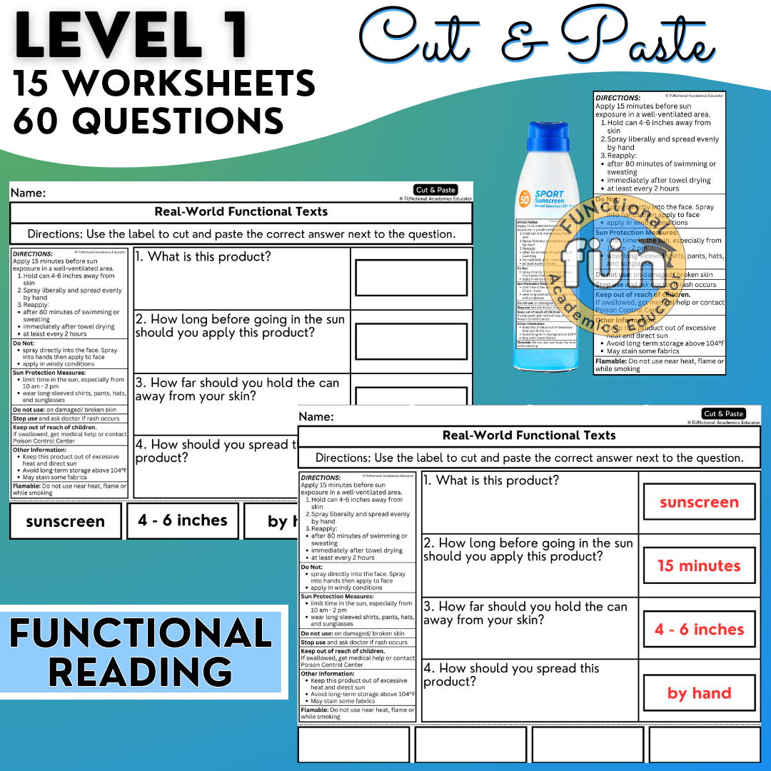 Real-World Functional Texts & Documents 5 - Reading & Comprehension Worksheets