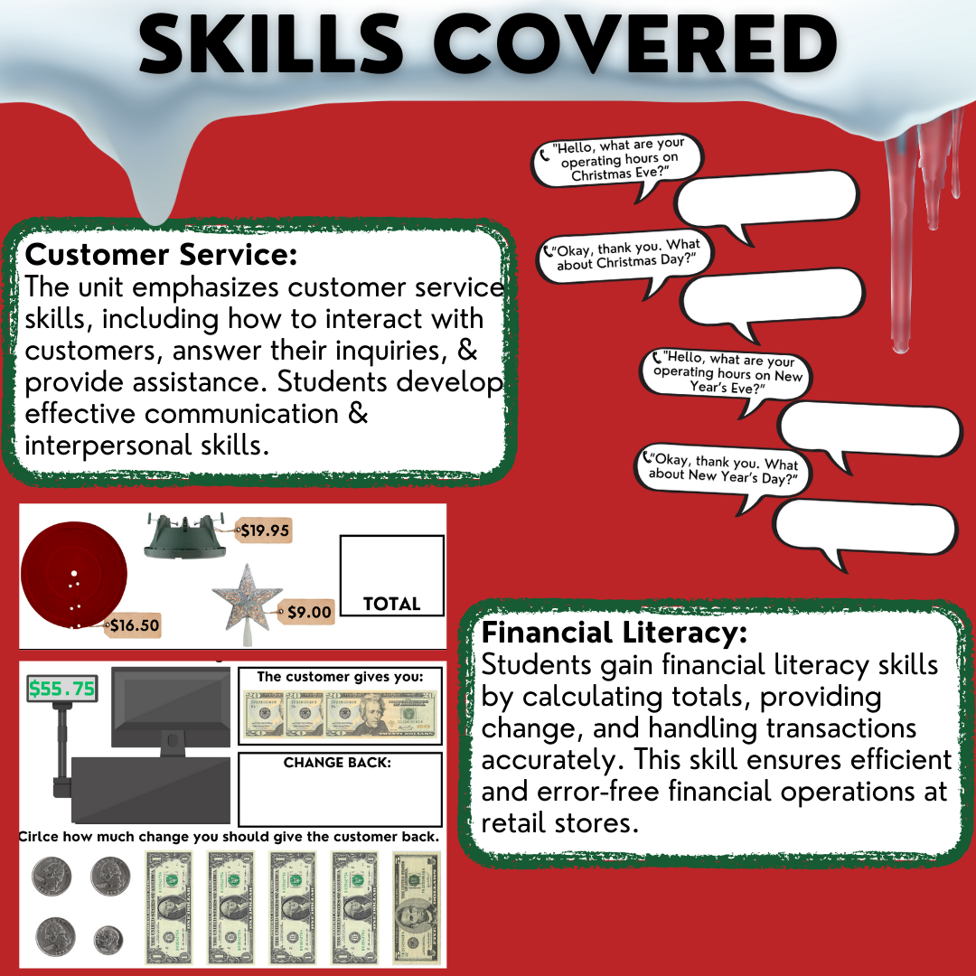 HOLIDAY/ CHRISTMAS RETAIL ASSOCIATE - Vocational Skills Worksheets - Job Skills