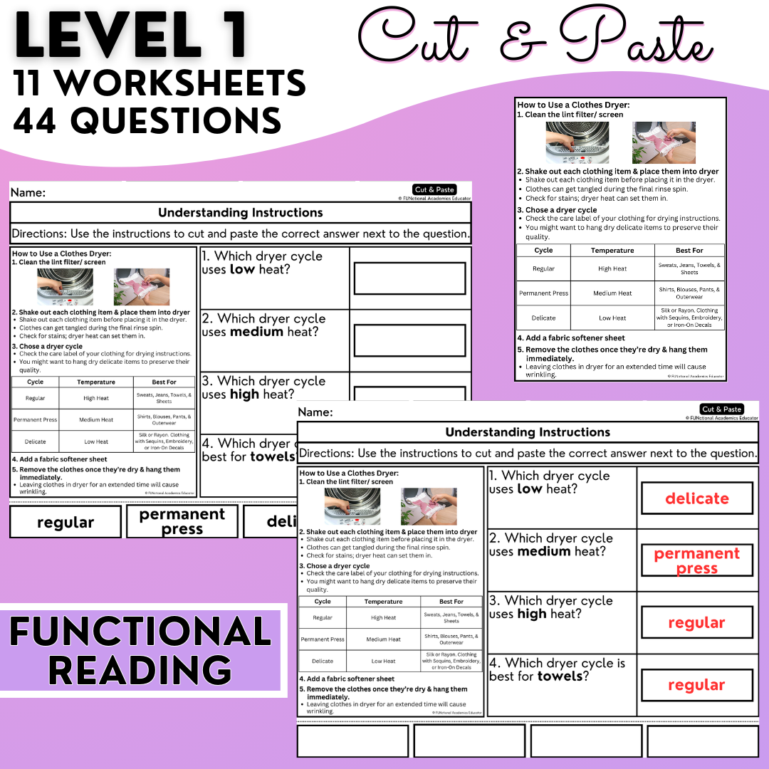 Understanding Instructions 5 - Real-World Reading & Comprehension Worksheets