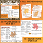 Fall Menus BUNDLE 1 - Reading Menus & Menu Math - Life Skills