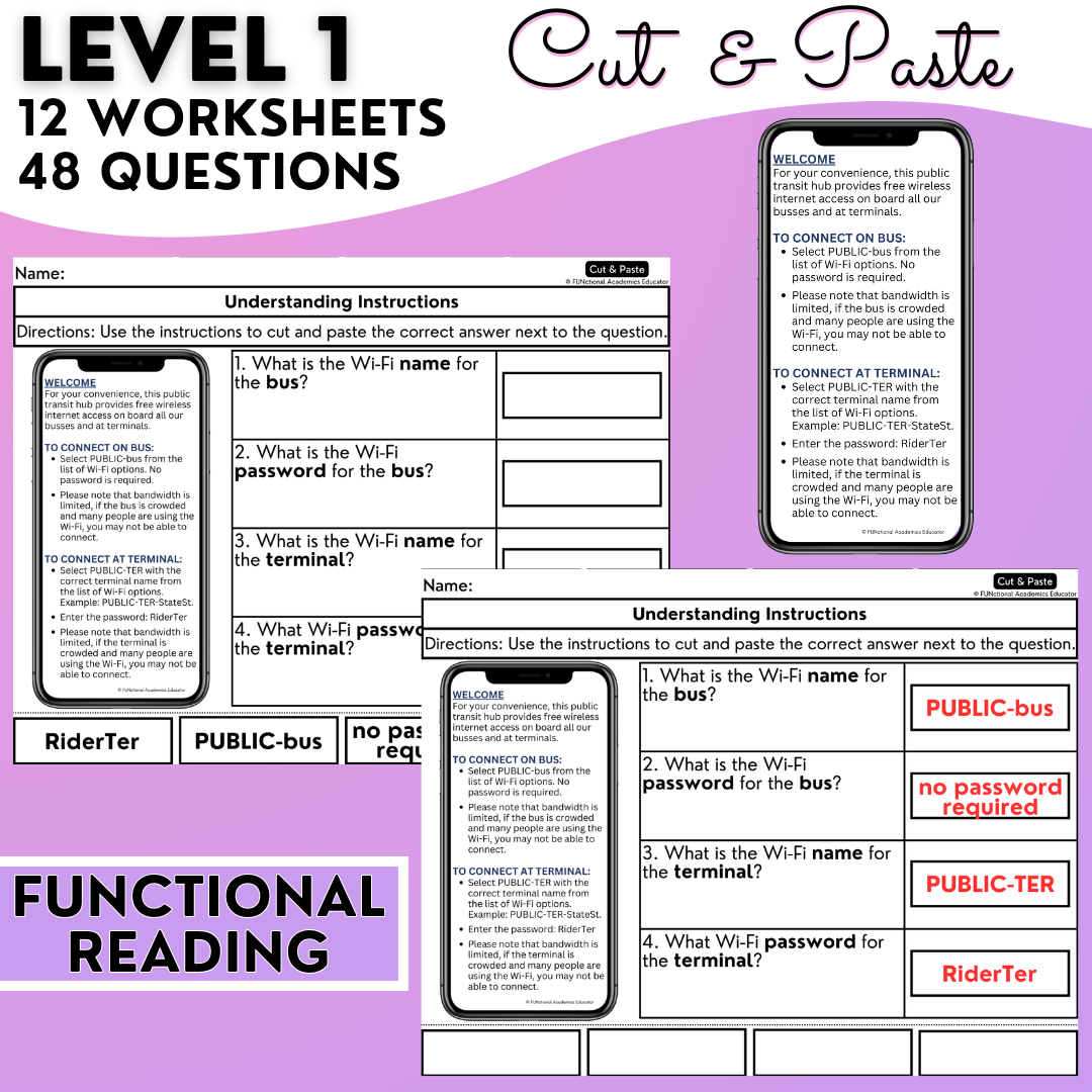 Understanding Instructions 6 - Real-World Reading & Comprehension Work ...