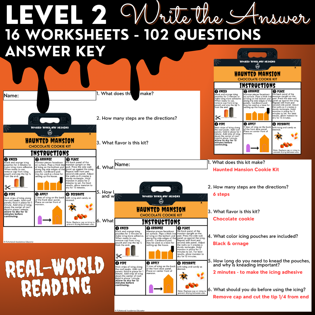 Halloween-Themed Instructions - Functional Reading - Life Skills