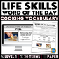 Cooking Vocabulary - Life Skills Word of the Day Level 1 - Functional Terms