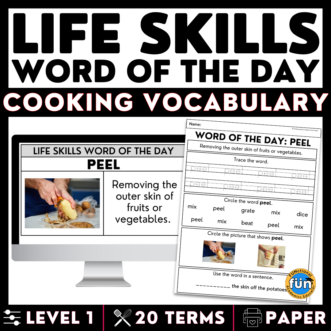 Cooking Vocabulary - Life Skills Word of the Day Level 1 - Functional Terms