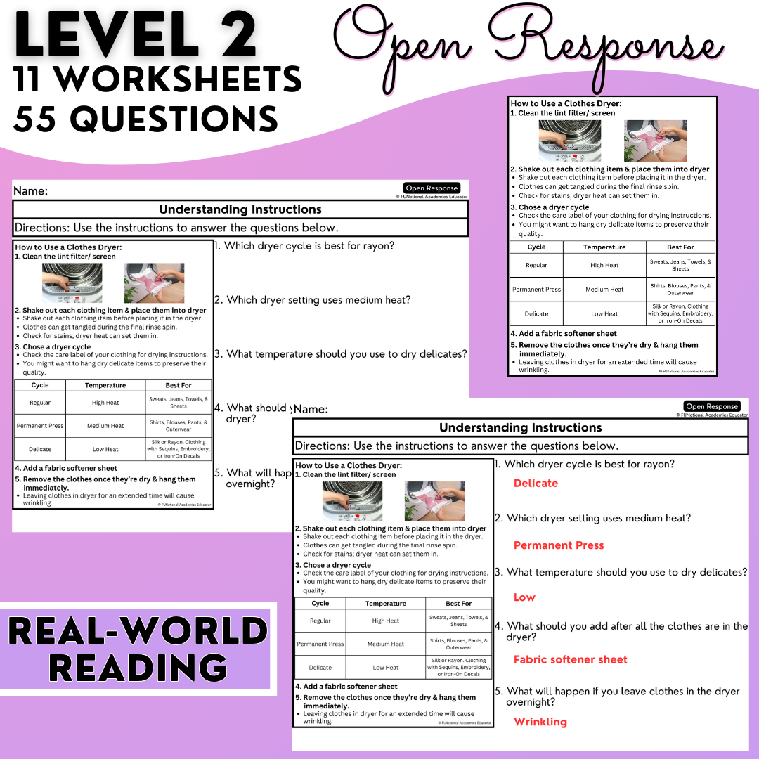 Understanding Instructions 5 - Real-World Reading & Comprehension Worksheets