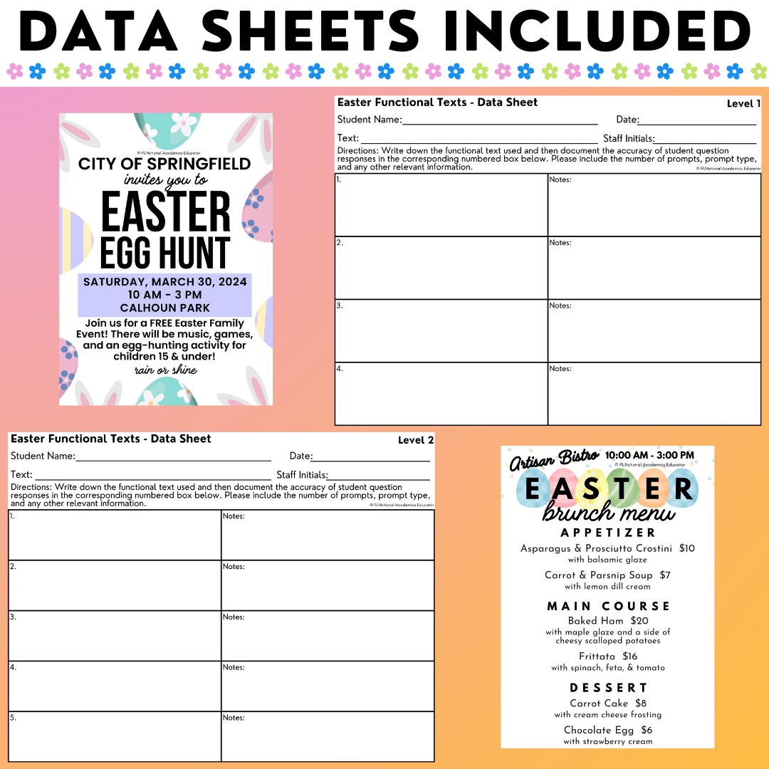 Easter Funtional Texts - Real-World Reading & Comprehension Worksheets