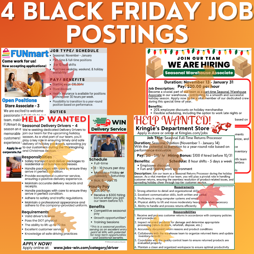 Black Friday Job Postings - Functional Reading - Vocational