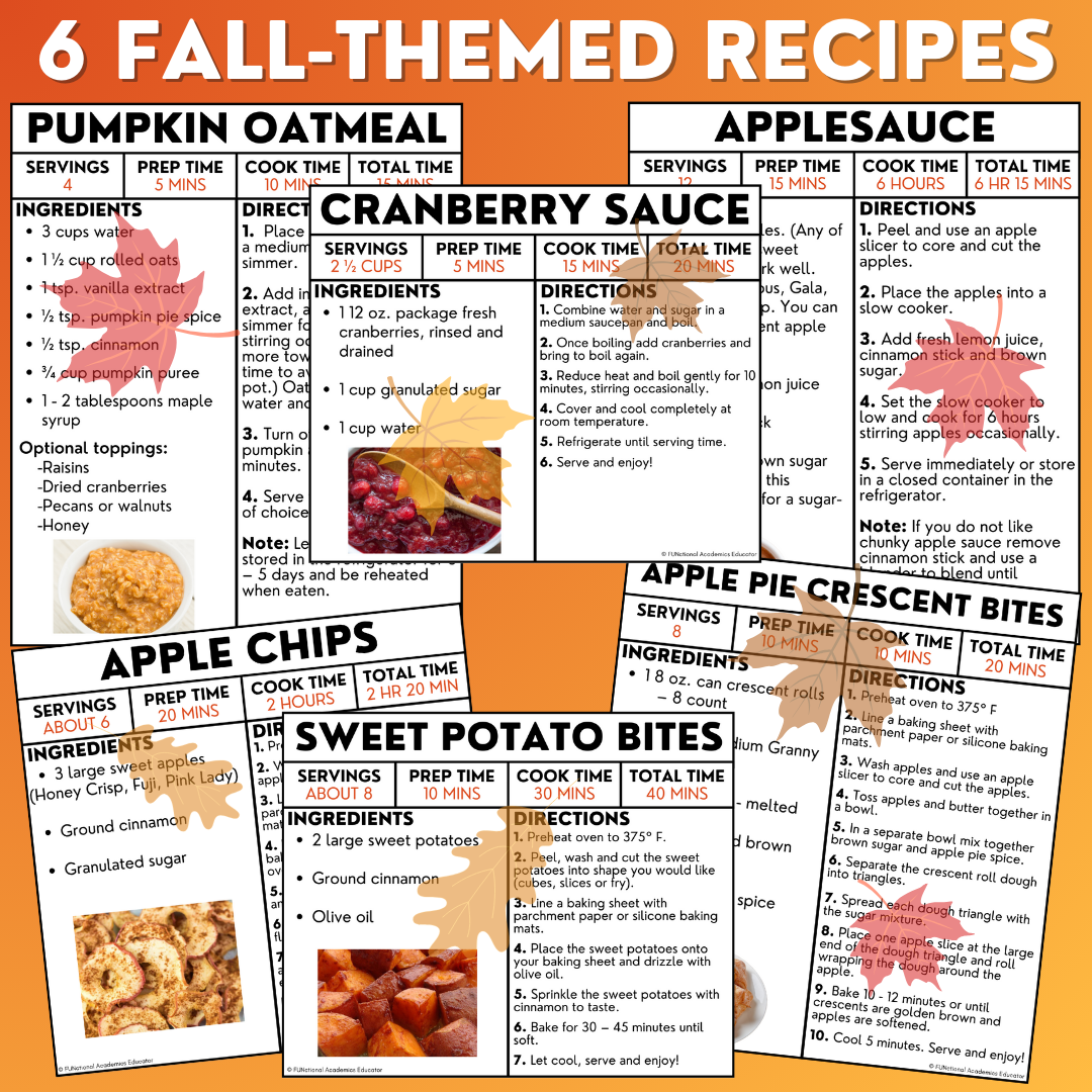 Fall-Themed Recipes - Reading Recipes - Life Skills