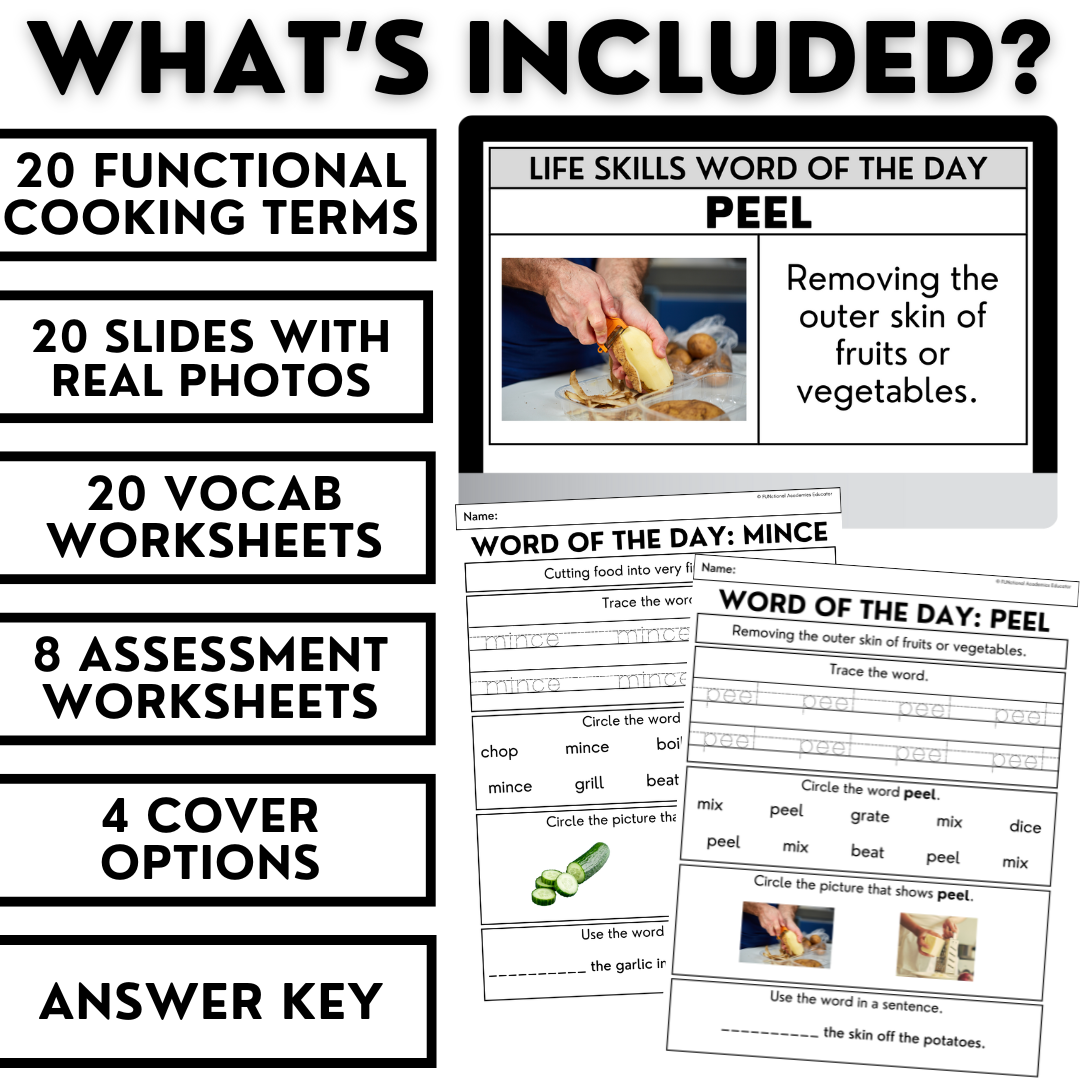 Cooking Vocabulary - Life Skills Word of the Day Level 1 - Functional Terms