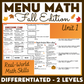 Fall Menu Math Unit 1 - Calculating Total & Change Back - Life Skills