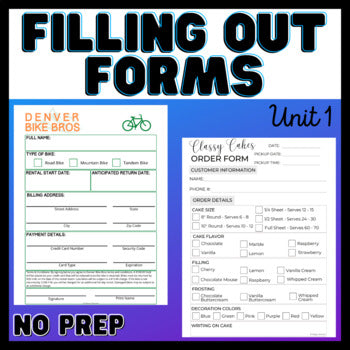 Functional Academics - Filling Out Forms Unit 1 - Life Skills