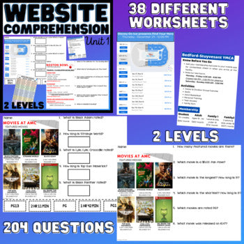 Functional Text - Website Comprehension BUNDLE - Reading - Life Skills