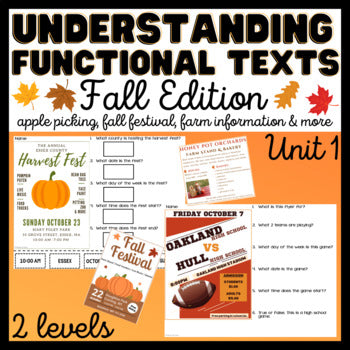 Functional Reading - Understanding Functional Texts - Fall Edition - Unit 1